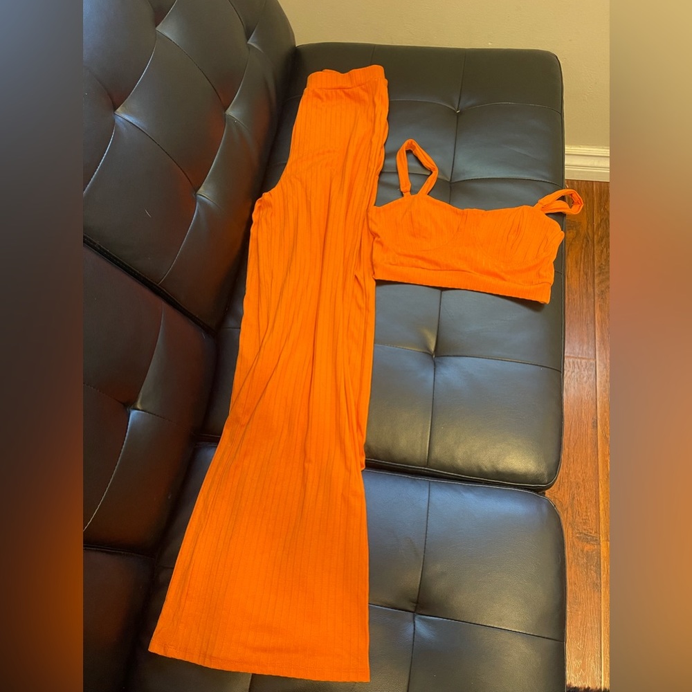Two Piece Orange Set Shein